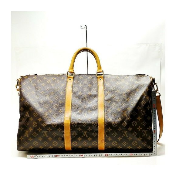 AUTHENTIC Louis Vuitton LV Boston Bag Keepall Bandouliere 55 Browns Monogram - Picture 2 of 10